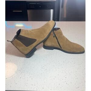 Karl Lagerfeld Chelsea Boots Brown Suede Men 9.5  Side Zip Dress Shoes Rubber